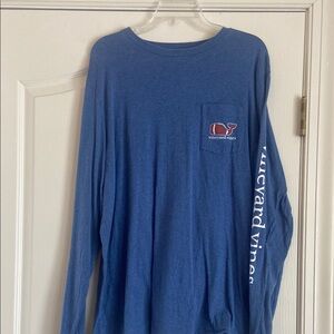 Vineyard Vines Blue Long Sleeve Tee with Sleeve Graphics